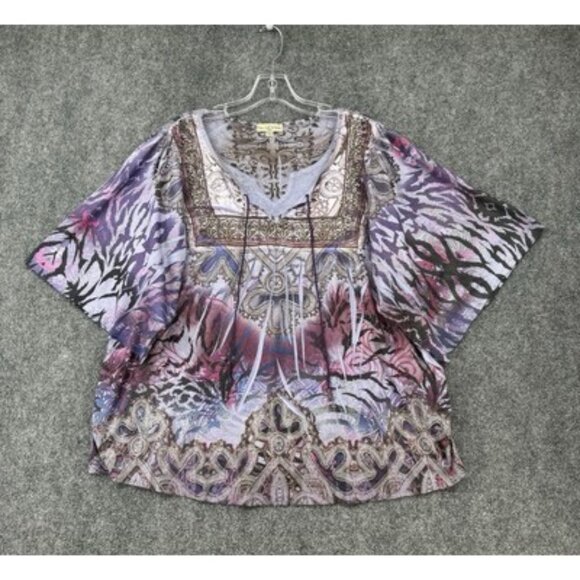 One World Purple Graphic Tunic Top Women’s 1X Boho Fairycore - Picture 1 of 11